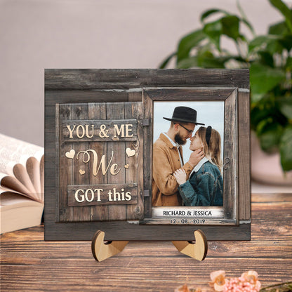 Custom Photo God Knew My Heart Needed You - Loving, Anniversary Gift For Couple, Spouse, Husband, Wife - Personalized 2-Layered Wooden Plaque With Stand