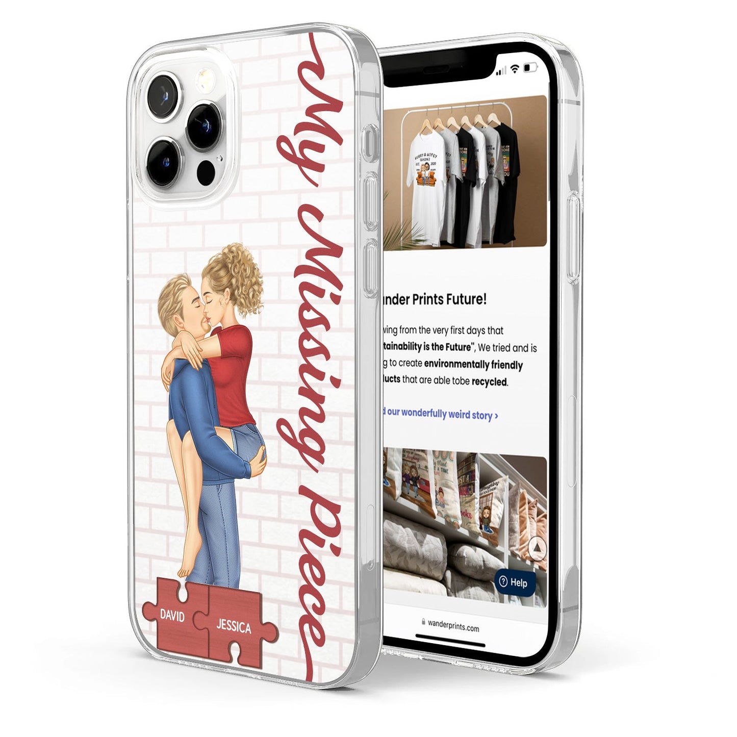My Missing Piece Kissing Couple - Gift For Couples, Husband, Wife - Personalized Clear Phone Case