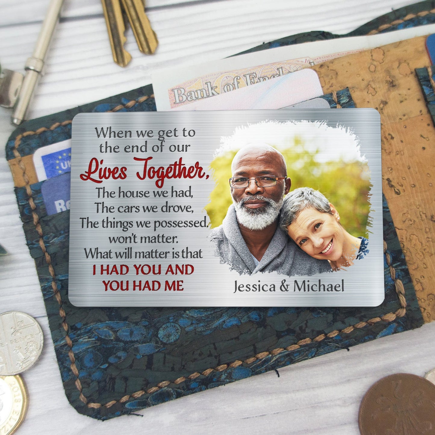 Custom Photo When We Get To The End - Loving, Anniversary Gift For Couples, Husband, Wife - Personalized Aluminum Wallet Card