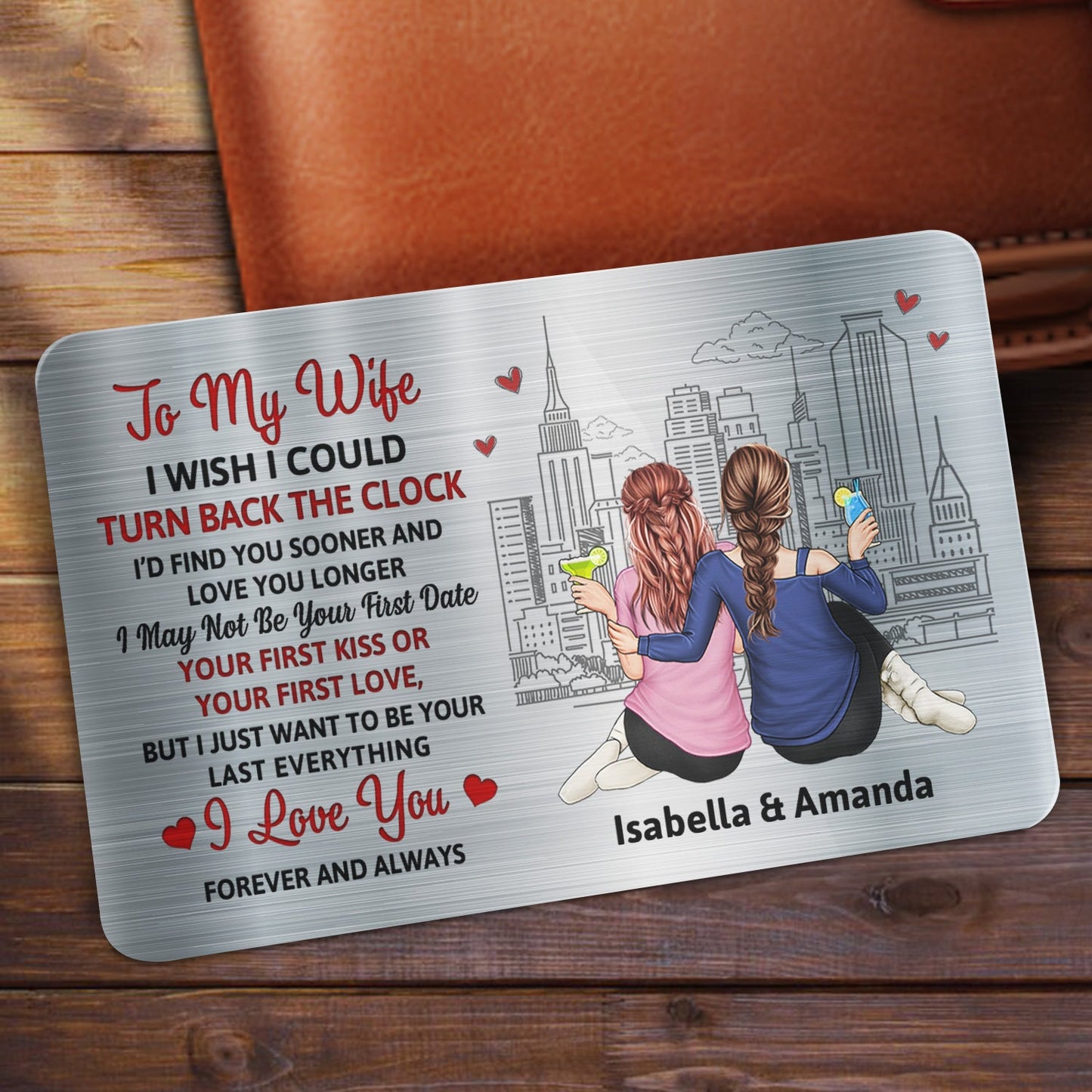 I Wish I Could Turn Back The Clock - Gift For Couples, Husband, Wife - Personalized Aluminum Wallet Card