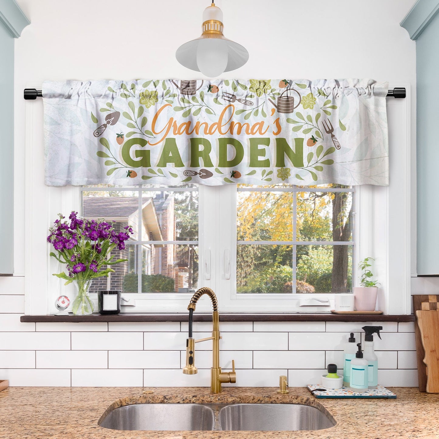 Gift For Mom, Nana, Mother, Grandma - Garden Lovers - Personalized Curtain Valance And Tiers Set