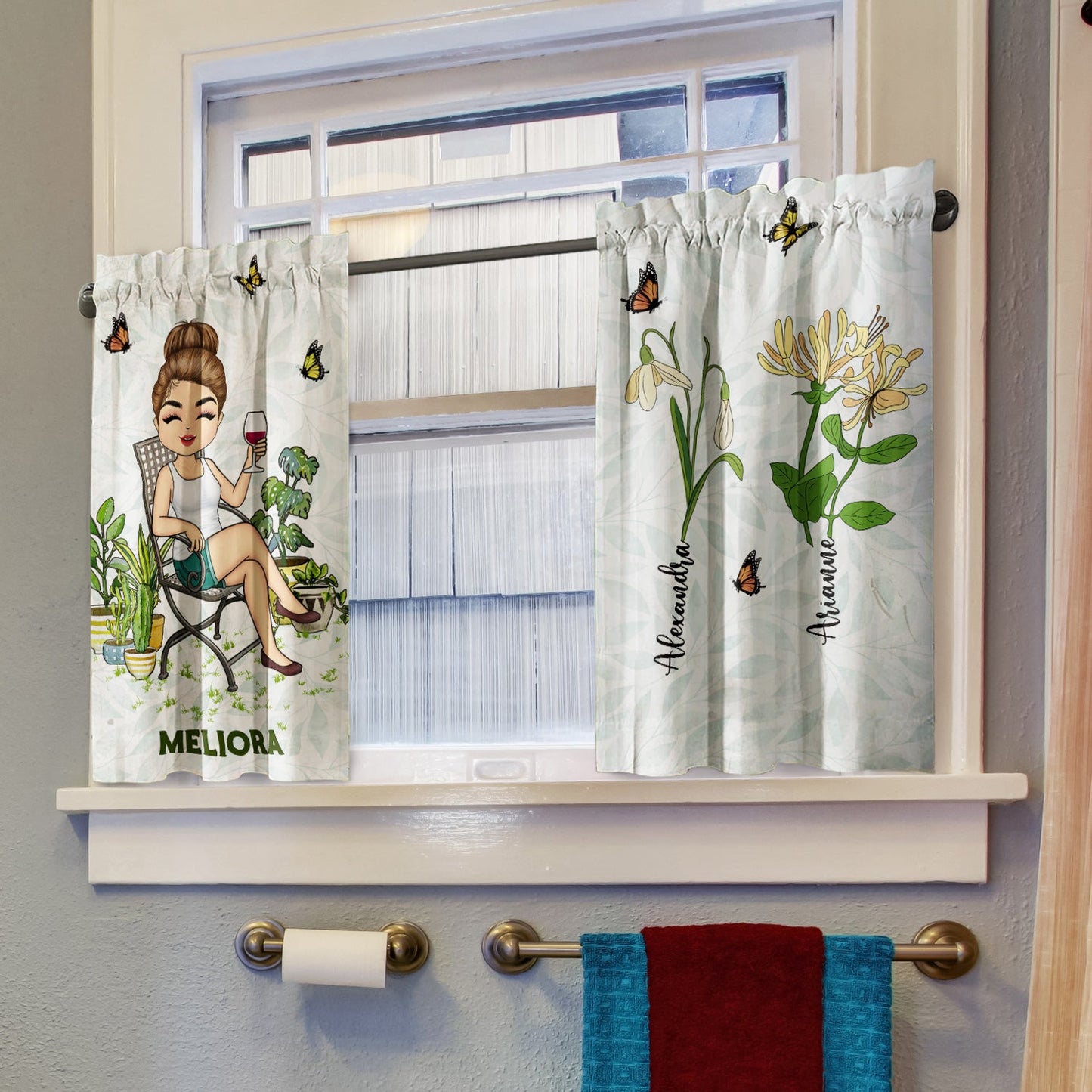 Gift For Mom, Nana, Mother, Grandma - Garden Lovers - Personalized Curtain Valance And Tiers Set