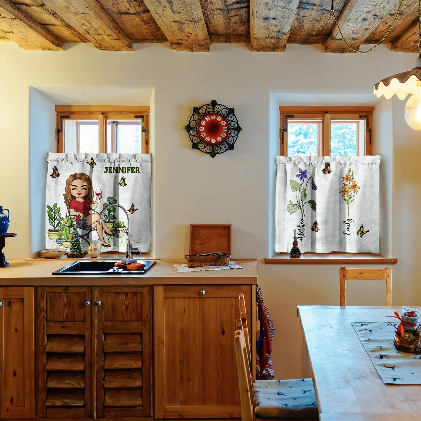 Gift For Mom, Nana, Mother, Grandma - Garden Lovers - Personalized Curtain Valance And Tiers Set