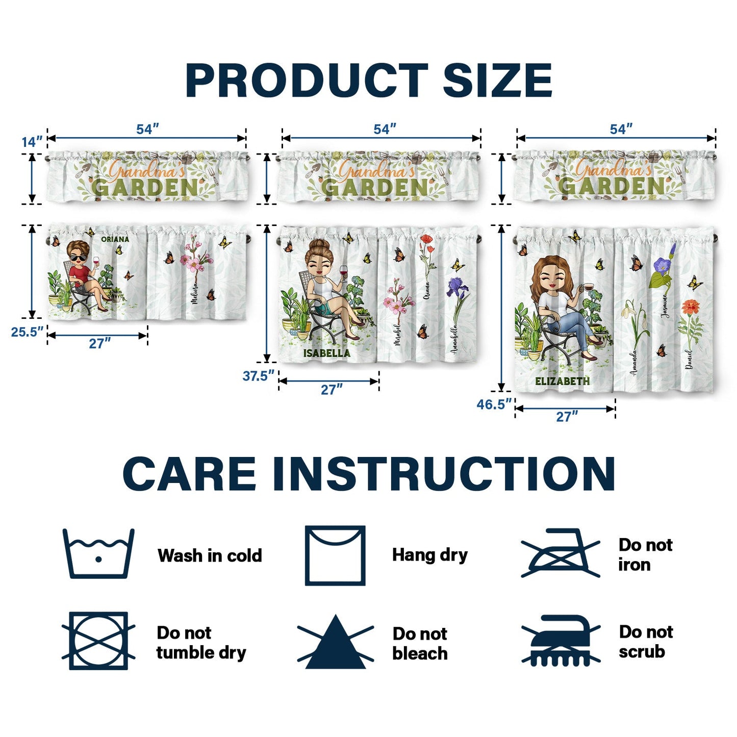 Gift For Mom, Nana, Mother, Grandma - Garden Lovers - Personalized Curtain Valance And Tiers Set