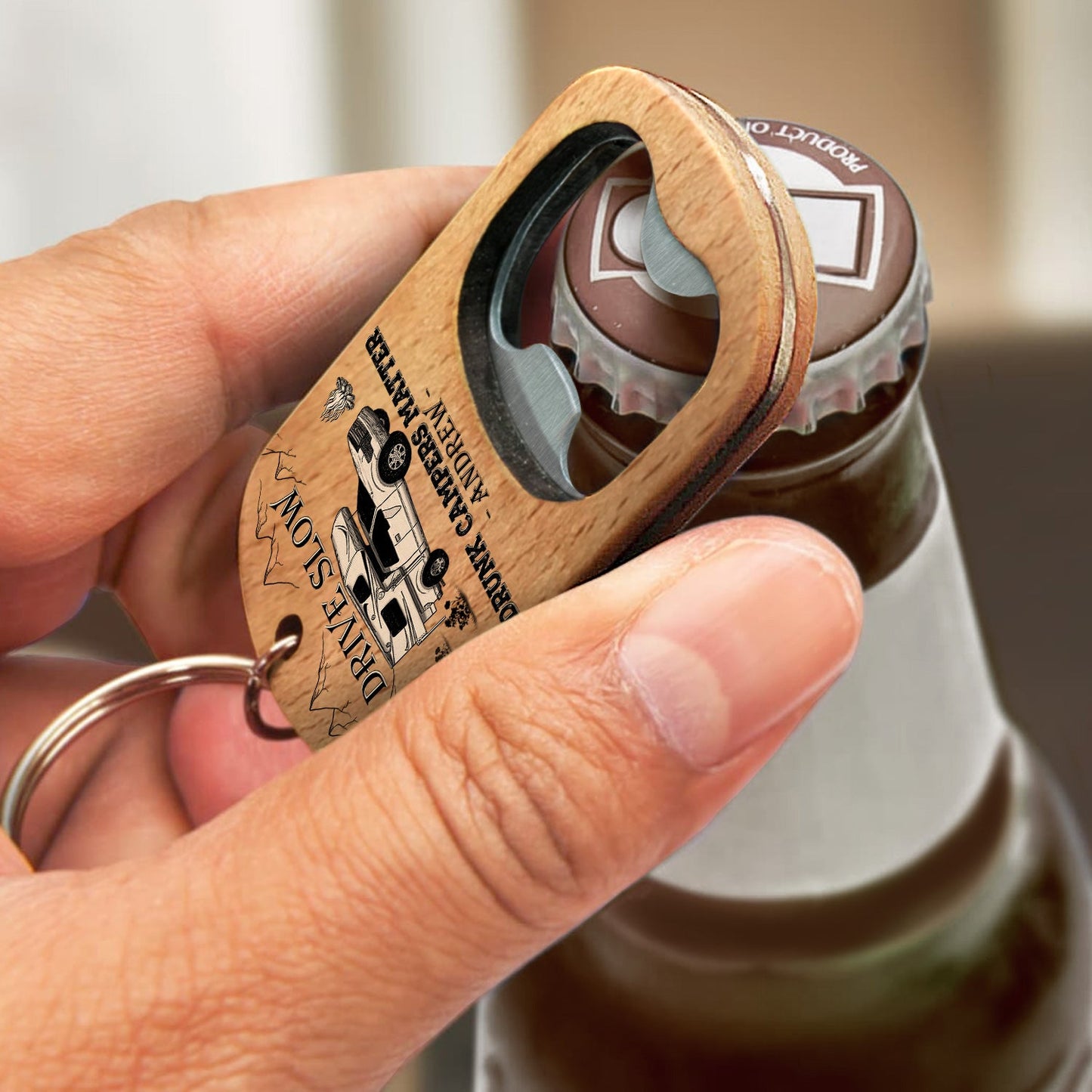Drive Slow Drunk Campers Matter - Gift For Camping Lovers, RV Owners - Personalized Bottle Opener Keychain