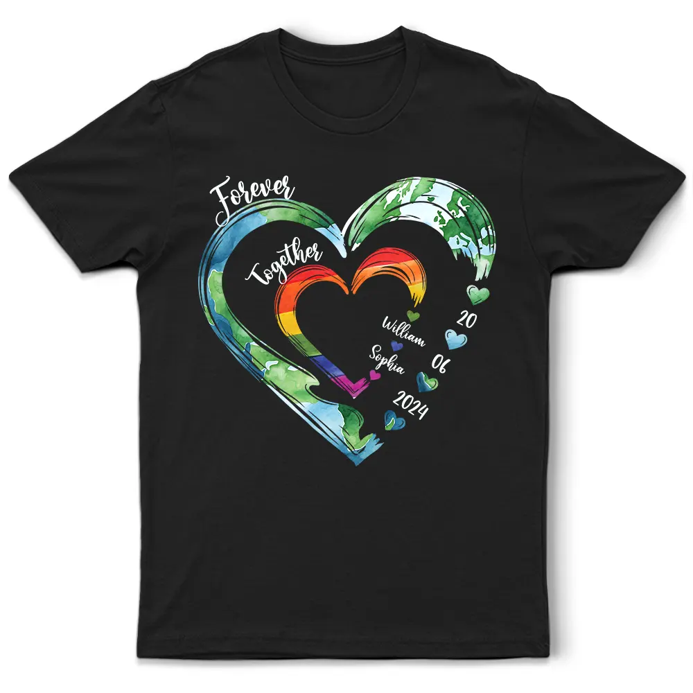 Together Forever Love Is Love Sweetheart Pride Couple - Personalized T Shirt