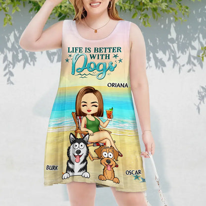 All I Need Is My Pets And The Beach - Personalized Sleeveless Tank Dress