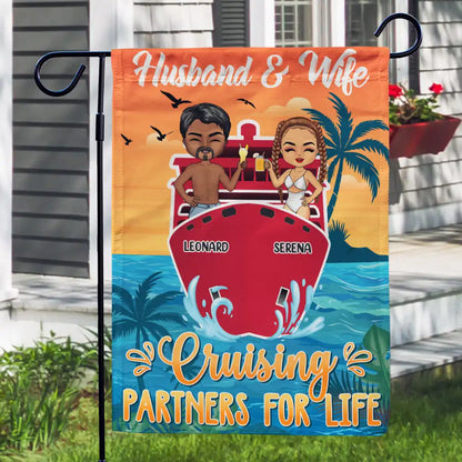 Husband And Wife Cruising Partners For Life - Personalized Flag