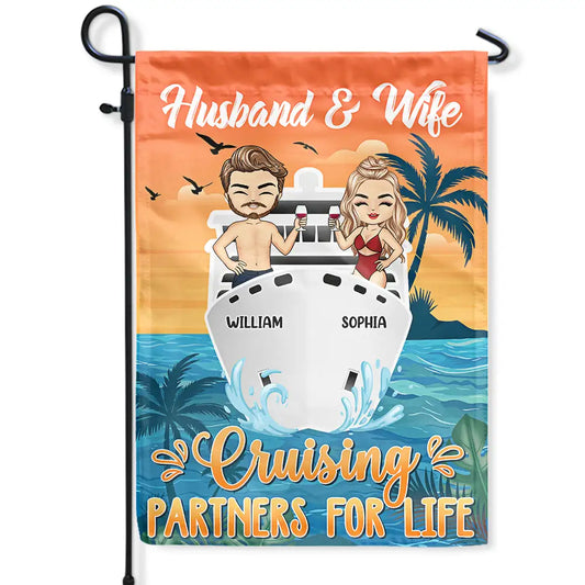 Husband And Wife Cruising Partners For Life - Personalized Flag