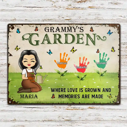 Grandma's Garden Where Love Is Grown - Personalized Classic Metal Signs