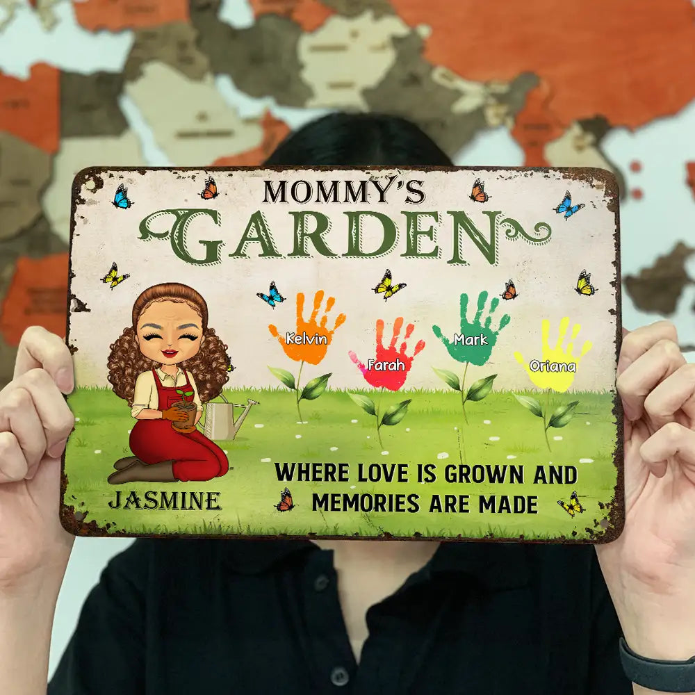 Grandma's Garden Where Love Is Grown - Personalized Classic Metal Signs