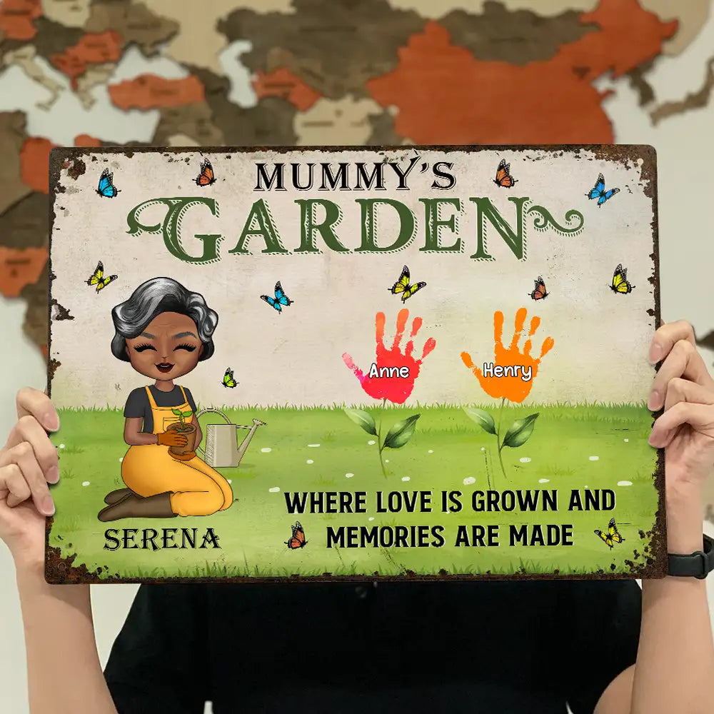 Grandma's Garden Where Love Is Grown - Personalized Classic Metal Signs