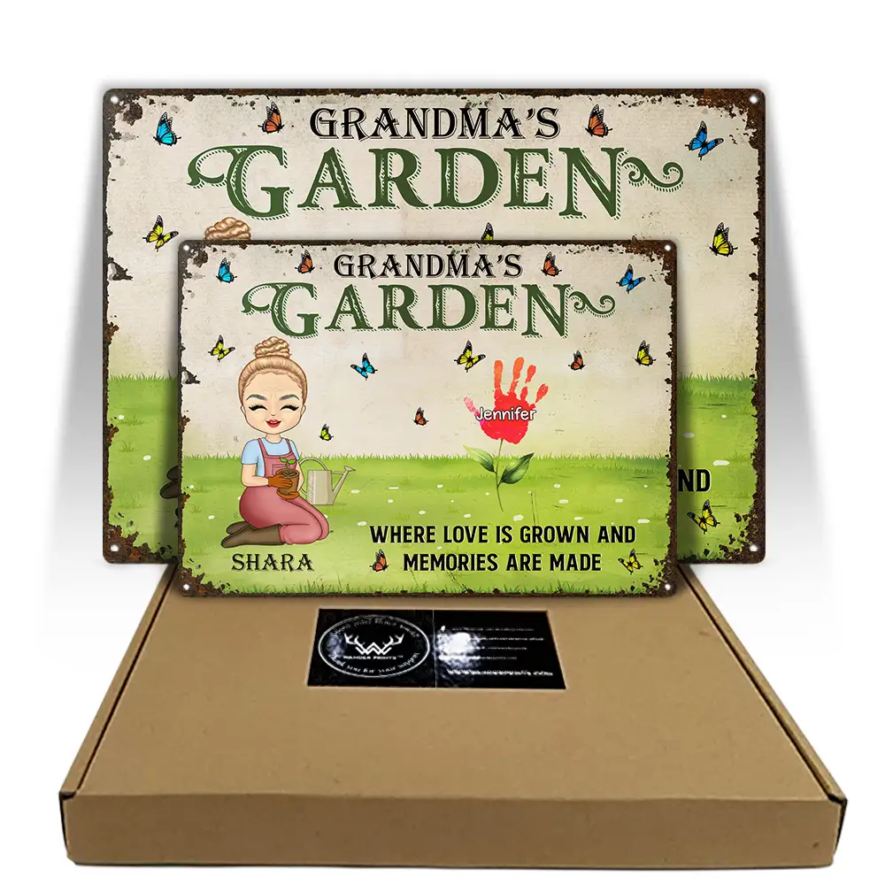 Grandma's Garden Where Love Is Grown - Personalized Classic Metal Signs