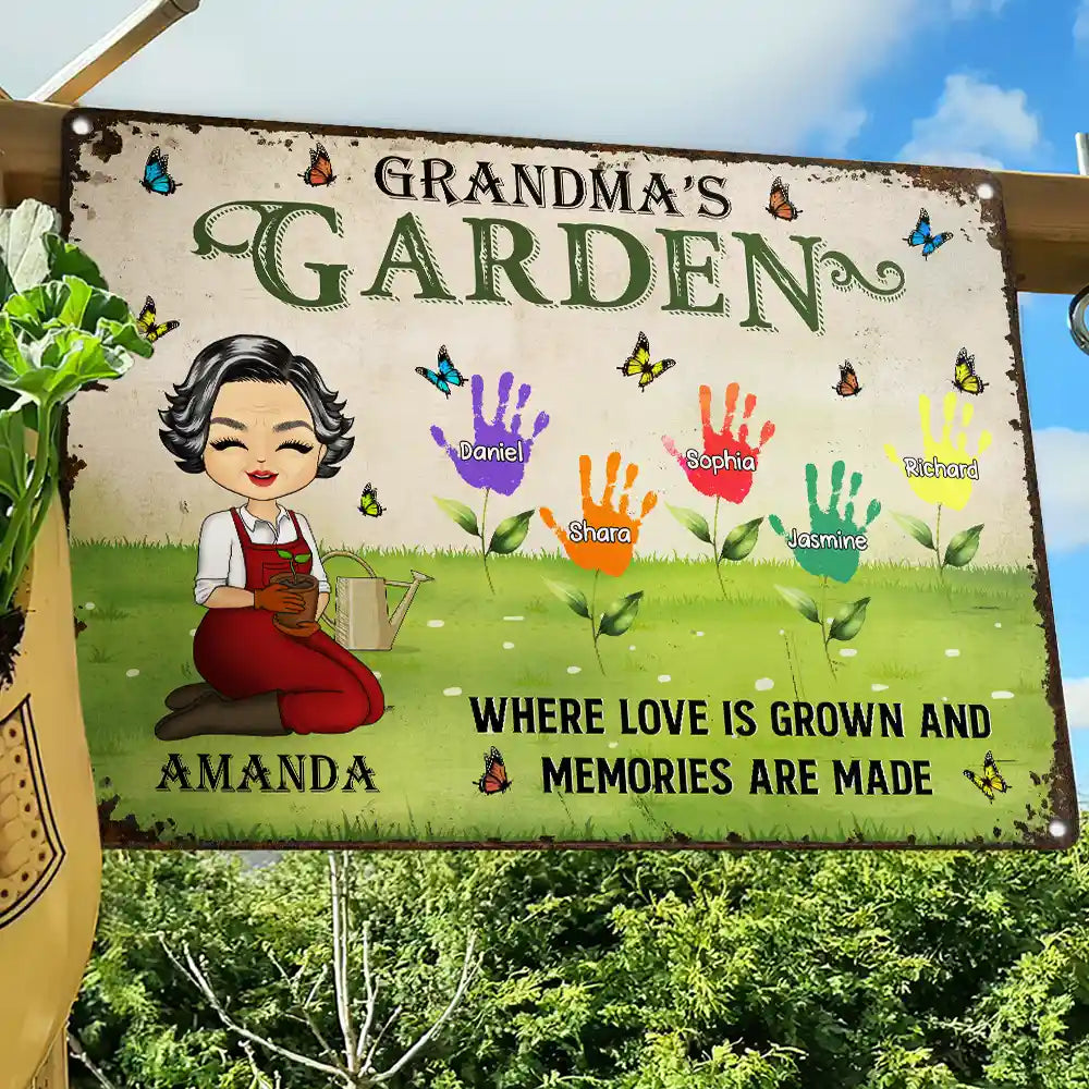 Grandma's Garden Where Love Is Grown - Personalized Classic Metal Signs