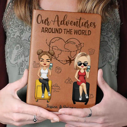 Our Adventures Around The World - Personalized Leather Journal