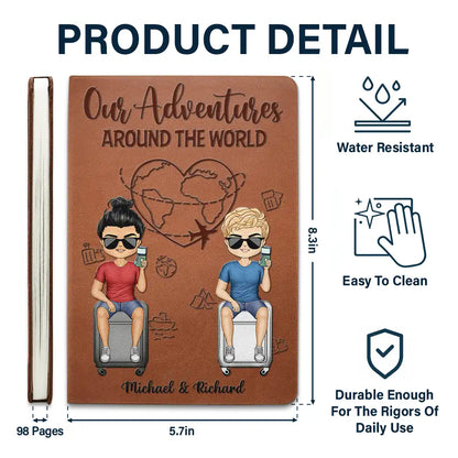 Our Adventures Around The World - Personalized Leather Journal