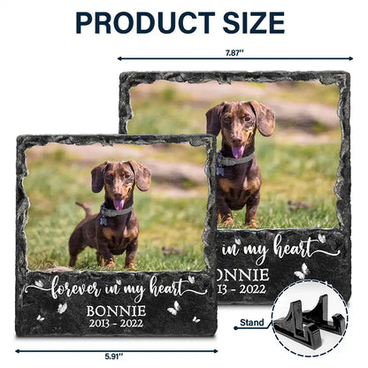 Custom Photo Forever In My Heart - Personalized Rectangle Memorial Garden Stone