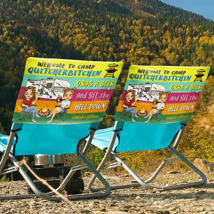 Husband And Wife Camping Partners For Life - Personalized Folding Chair Cover