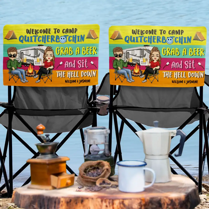 Husband And Wife Camping Partners For Life - Personalized Folding Chair Cover
