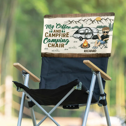 My Coffee And Campfire Camping Chair - Personalized Folding Chair Cover