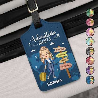 Adventure Awaits Travel Is My Therapy - Personalized Luggage Tag