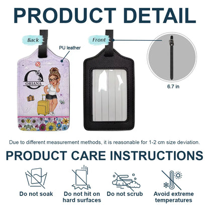 Monogram Floral Tropical Girl - Personalized Luggage Tag