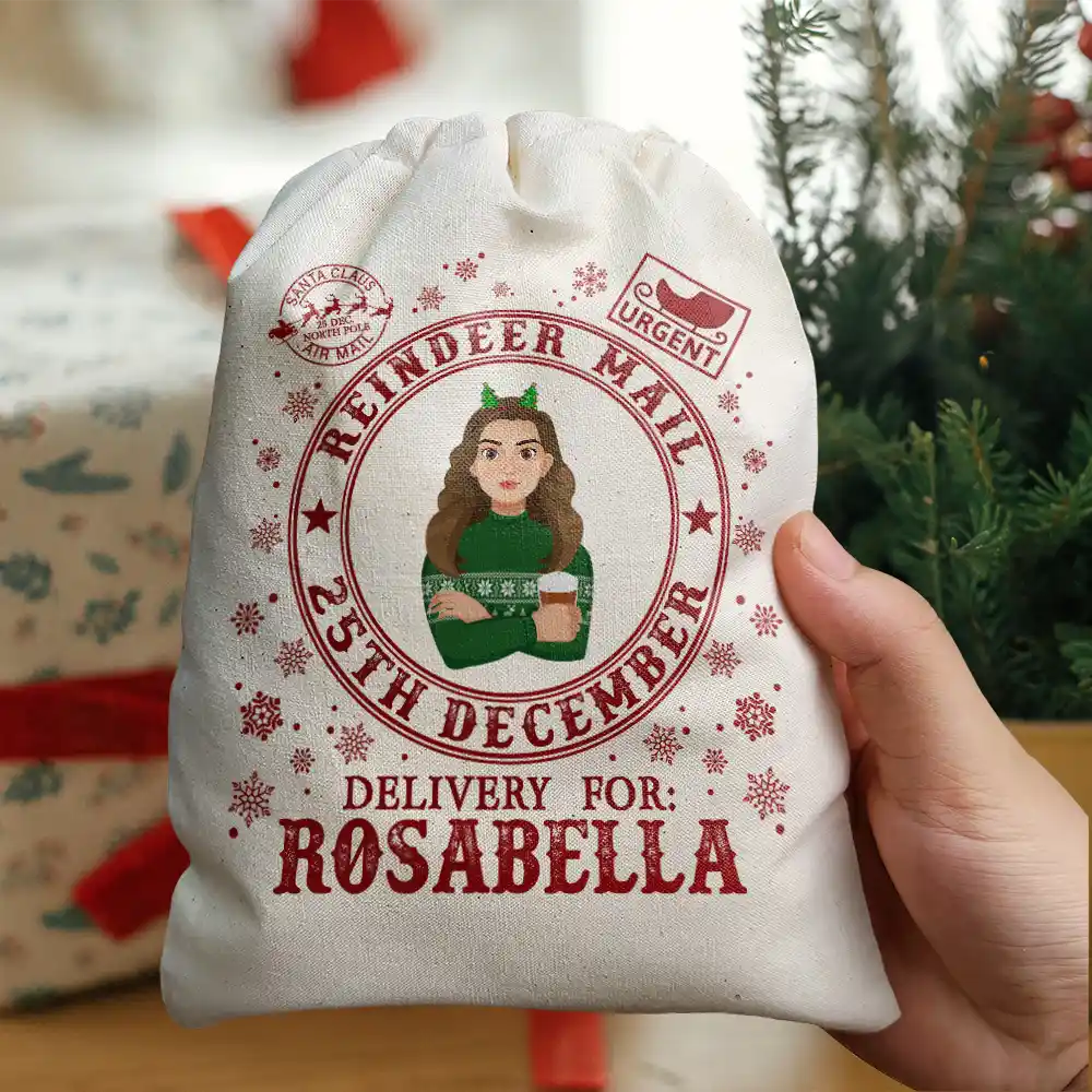 Reindeer Mail Merry Christmas - Personalized Favor Bag