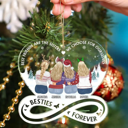 Besties Forever Not Sisters By Blood But Sisters By Heart - Personalized Custom Shaped Acrylic Ornament