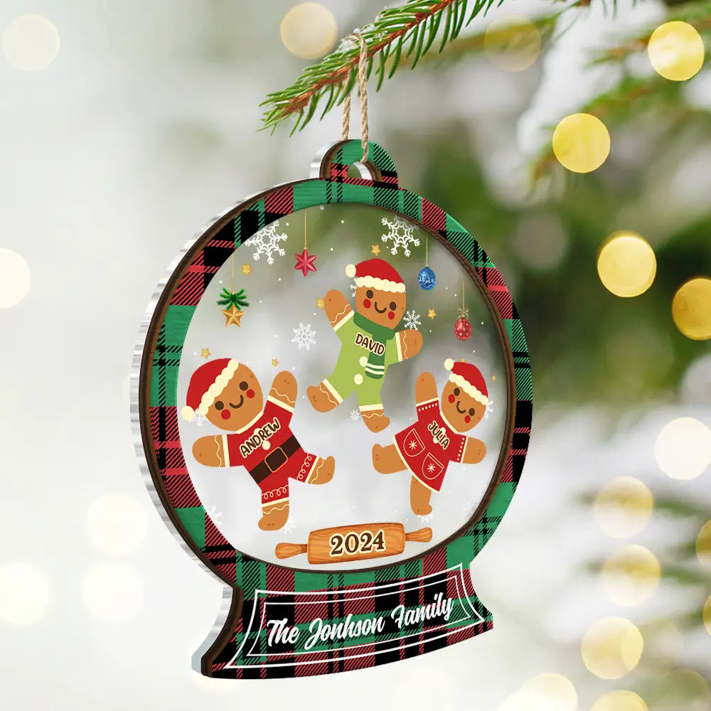 Christmas Cookies Gingerbread Family - Personalized 2-Layered Ornament