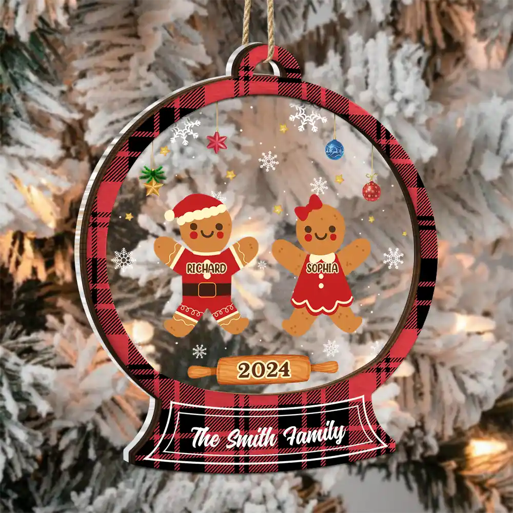 Christmas Cookies Gingerbread Family - Personalized 2-Layered Ornament