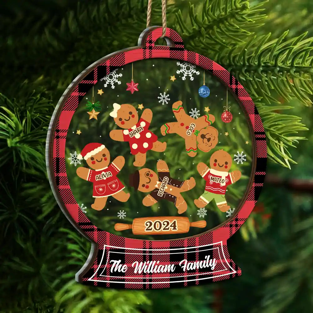 Christmas Cookies Gingerbread Family - Personalized 2-Layered Ornament