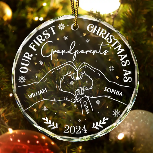 Our First Christmas As Grandparents - Personalized Circle Ornament