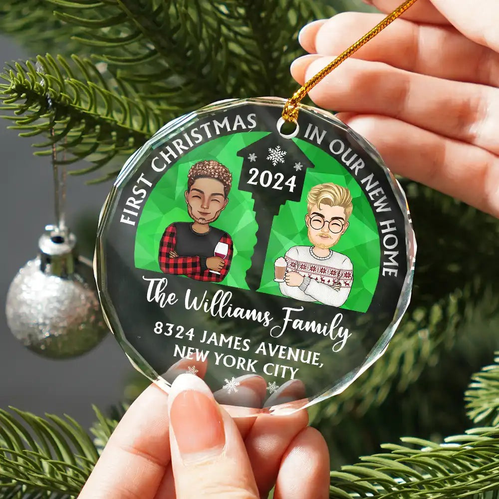 First Christmas In Our New Home Husband And Wife - Personalized Circle Acrylic Ornament