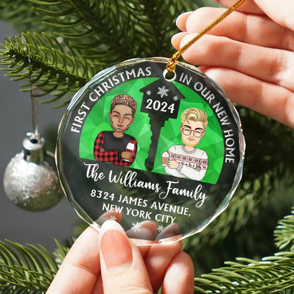 First Christmas In Our New Home Husband And Wife - Personalized Circle Acrylic Ornament