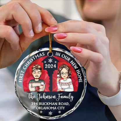 First Christmas In Our New Home Husband And Wife - Personalized Circle Acrylic Ornament