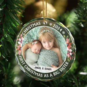 Custom Photo First Christmas As A Big Sister - Personalized Circle Acrylic Ornament