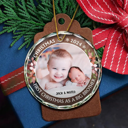 Custom Photo First Christmas As A Big Sister - Personalized Circle Acrylic Ornament