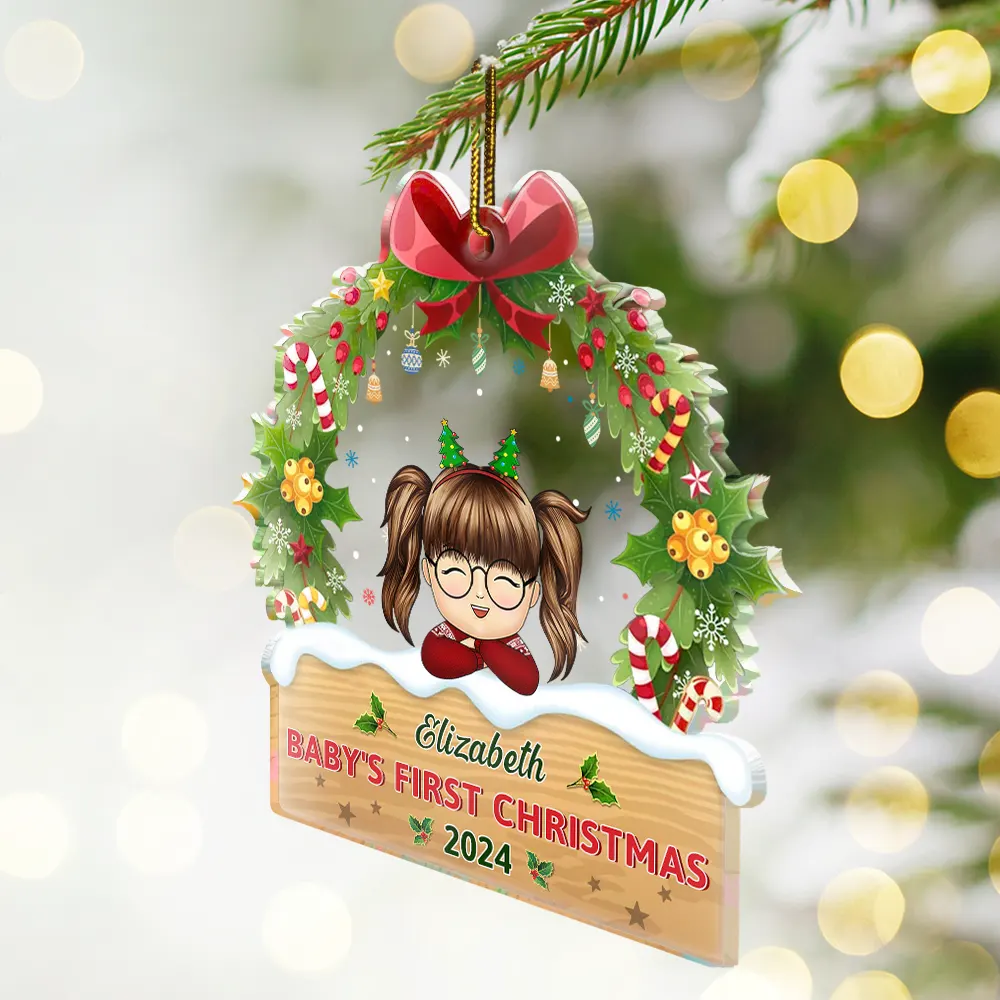 Merry Baby First Christmas - Personalized Custom Shaped Acrylic Ornament