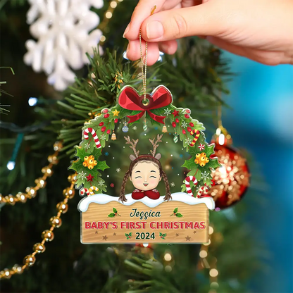 Merry Baby First Christmas - Personalized Custom Shaped Acrylic Ornament