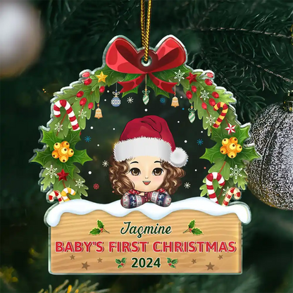 Merry Baby First Christmas - Personalized Custom Shaped Acrylic Ornament