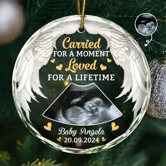 Custom Photo Memorial Carried For A Moment Loved For A Lifetime - Personalized Circle Ornament