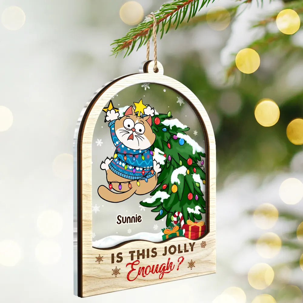 Cat Lovers, Pet Lovers - Is This Jolly Enough - Personalized 2-Layered Mix Ornament