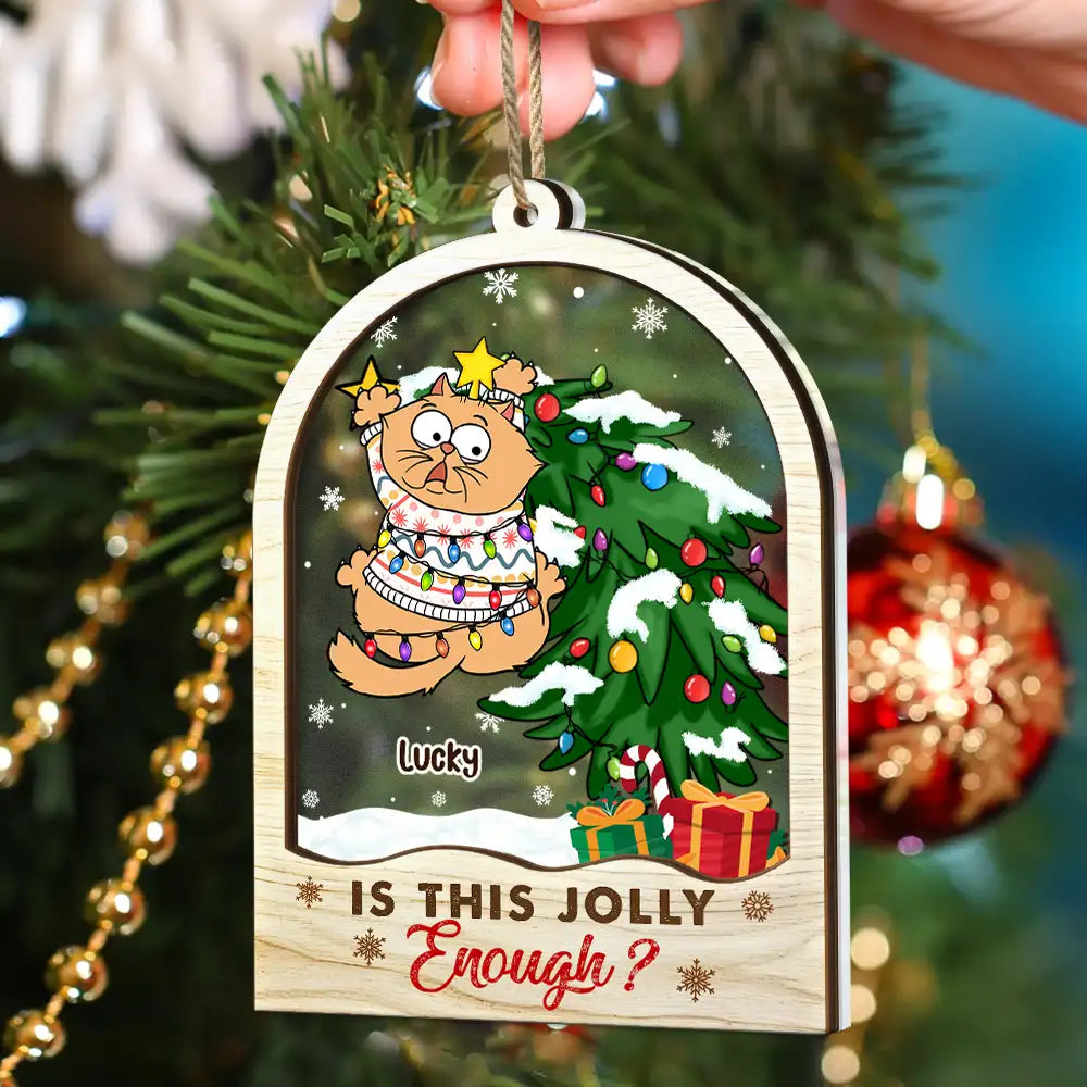 Cat Lovers, Pet Lovers - Is This Jolly Enough - Personalized 2-Layered Mix Ornament