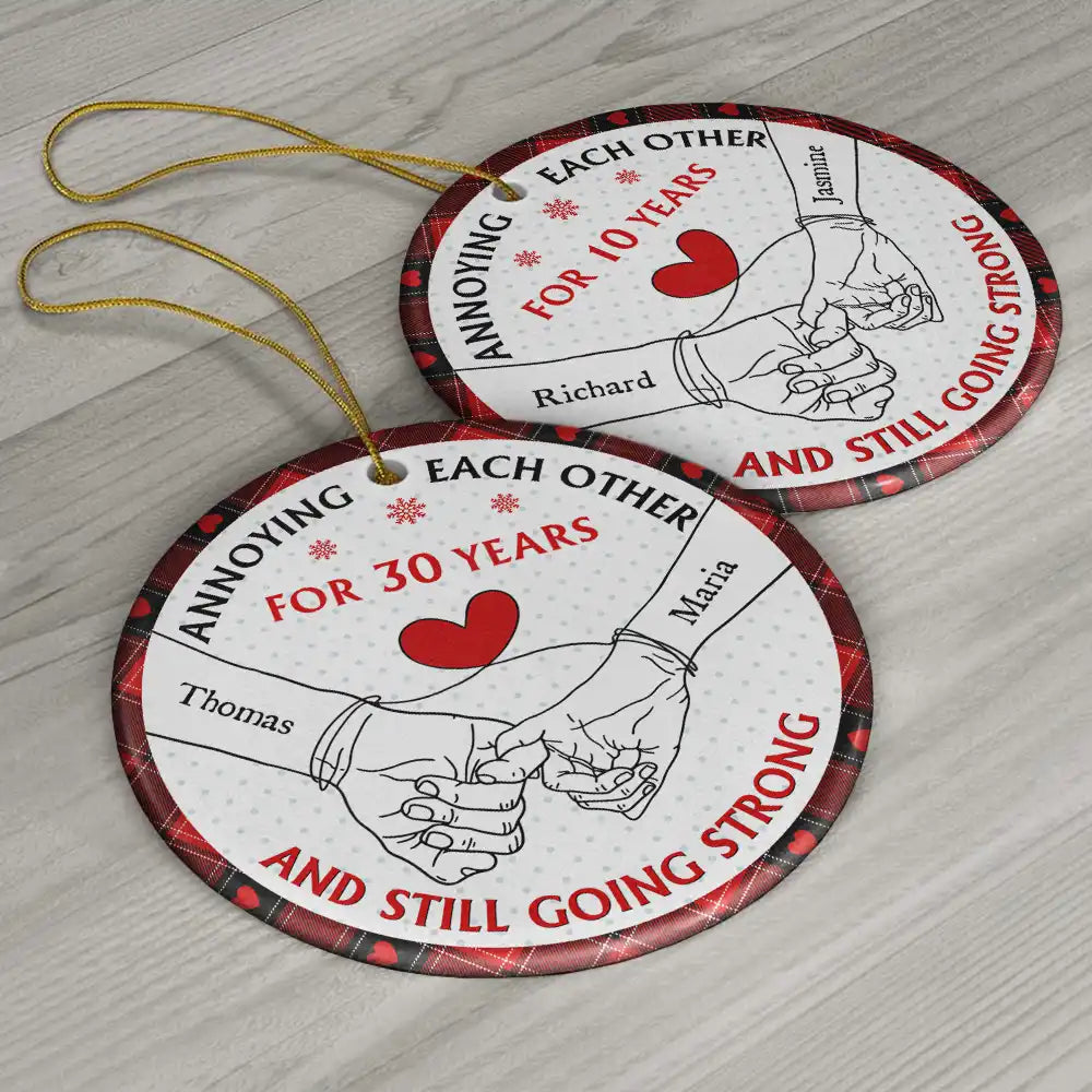 Holding Hands Old Couple Annoying Each Other - Personalized Circle Acrylic Ornament