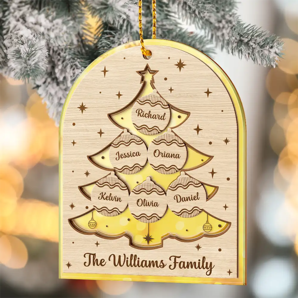 Christmas Family Tree - Personalized Mirror Ornament