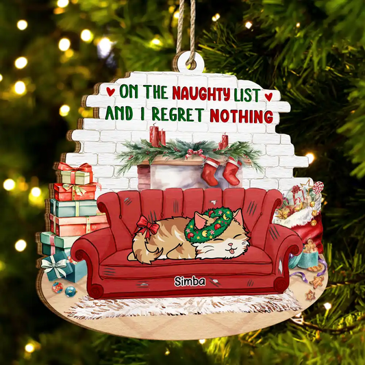 Lying Cat We Regret Nothing - Personalized Custom Shaped Wooden Ornament