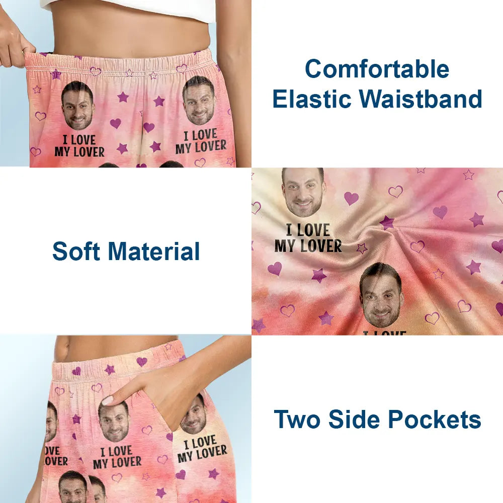 Custom Photo Funny I Love My Lover - Personalized Pajama Shorts