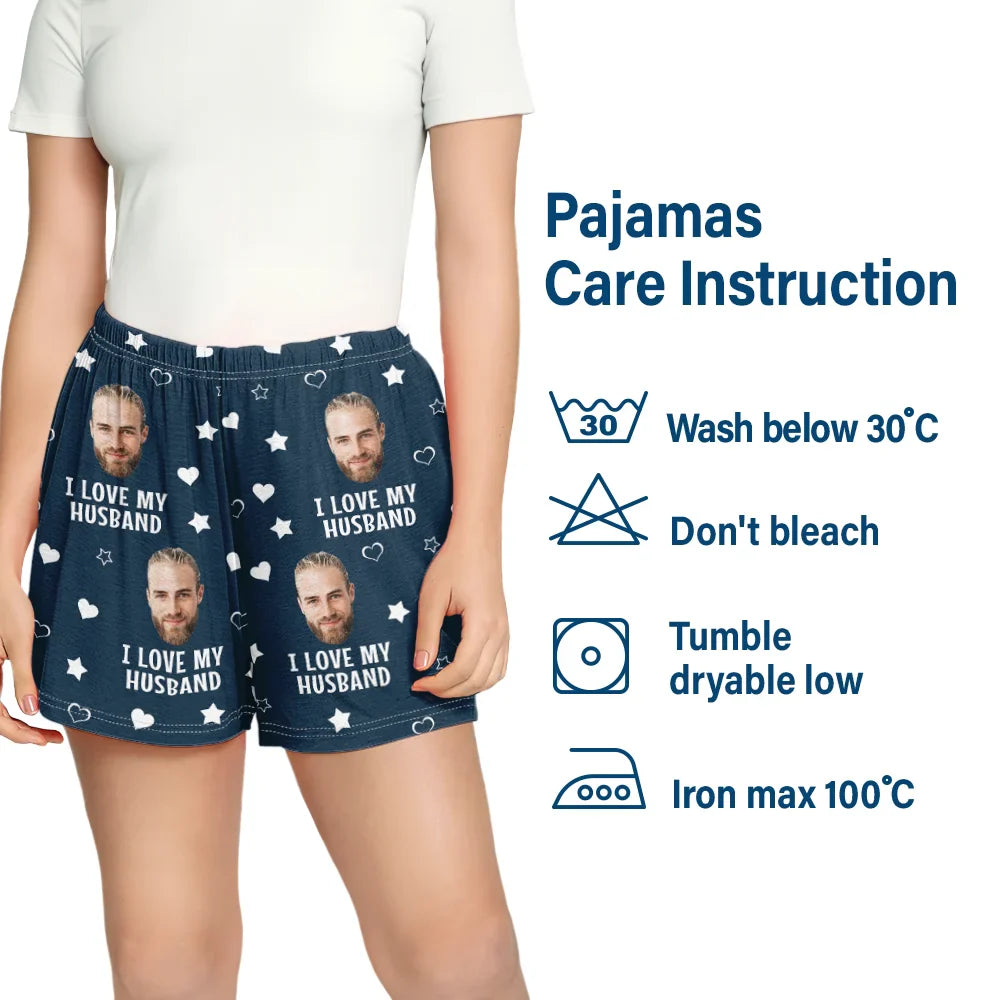 Custom Photo Funny I Love My Lover - Personalized Pajama Shorts