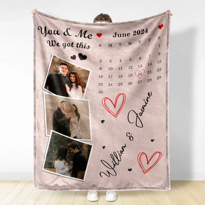 Custom Photo Calendar Couple The Day Our Journey Began - Personalized Fleece Blanket, Sherpa Blanket
