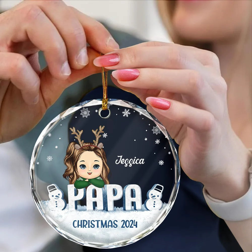 Nana Papa Grandkids Christmas Grandparents - Personalized Circle Acrylic Ornament